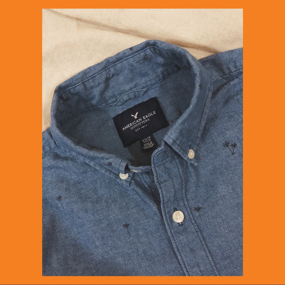 AEO Palm Print Button Down